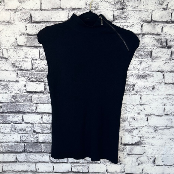 Carmen Marc Valvo Black Sleeveless Top Size Medium - Picture 4 of 7